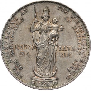 Niemcy, Bawaria, Maksymilian II Józef, 2 guldeny 1855, Monachium, Pomnik Matki Boskiej