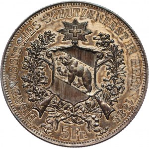 Switzerland, 5 Francs 1885, Bern, Shooting Festival