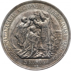 Węgry, Franciszek Józef I, 5 koron 1907 KB, Kremnica