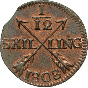 Sweden, Gustav IV Adolf, 1/12 Skilling 1808, Stockholm