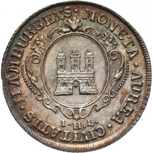 Niemcy, Hamburg, dukat 1740 IHL, odbitka w srebrze
