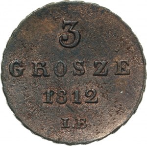 Księstwo Warszawskie, Fryderyk August I, 3 grosze 1812 IB, Warszawa