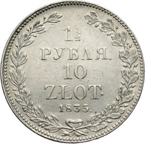 Zabór Rosyjski, Mikołaj I, 1 1/2 rubla = 10 złotych 1835 НГ, Petersburg