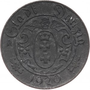 Wolne Miasto Gdańsk, 10 fenigów 1920, Gdańsk, małe cyfry, 56 perełek