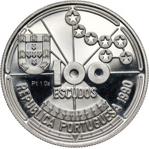 Portugal, 100 Escudos 1990, Celestial Navigation, Platinum