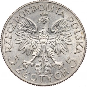 II RP, 5 złotych 1934, Warszawa, głowa kobiety