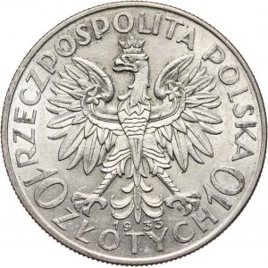 II RP, 10 złotych 1933, Warszawa, głowa kobiety