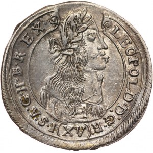 Węgry, Leopold I, 15 krajcarów 1676 KB, Kremnica