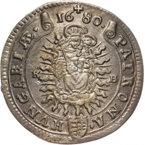 Węgry, Leopold I, 15 krajcarów 1680 KB, Kremnica