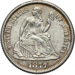 USA, 10 Cents (Dime) 1877 CC, Carson City, Liberty Seated