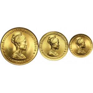 Thailand, Rama IX, set of 3 gold coins from 1968, Queen Sirikit