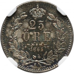 Sweden, Carl XV, 25 Ore 1864 ST