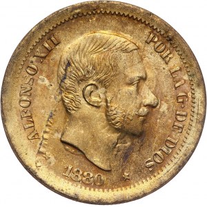 Filipiny, Alfons XII, 50 centimos 1880, PRÓBA, MOSIĄDZ
