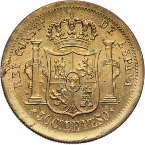 Filipiny, Alfons XII, 50 centimos 1880, PRÓBA, MOSIĄDZ