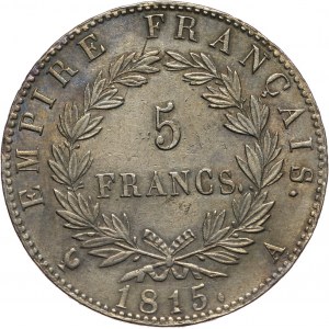 Francja, Napoleon I, 5 franków 1815 A, Paryż, 100 Dni Napoleona
