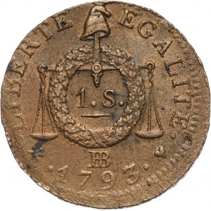 France, Republic, Sol 1793 BB, Strasbourg