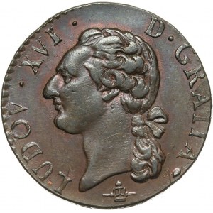 France, Louis XVI, 1/2 Sol 1785 B, Rouen