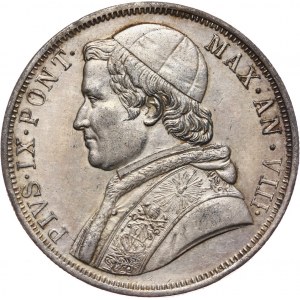 Vatican, Papal States, Pius IX, Scudo 1853-VIII R, Rome