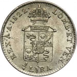 Austria, Królestwo Lombardzko-Weneckie, Franciszek I, 1/4 lira 1822 V, Wenecja