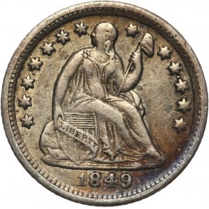 USA, 5 Cents (Half Dime) 1849 O, New Orlean, Liberty Seated