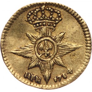 Germany, Brandenburg-Prussia, Friedrich Wilhelm I, 1/4 Ducat 1714 HFH, Magdeburg