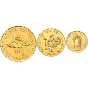 Kenya, set of 3 gold coins from 1966, proof, President Jomo Kenyatta