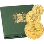 Kenia, zestaw 3 złotych monet z 1966 roku, stempel lustrzany, Prezydent Jomo Kenyatta