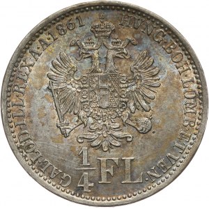 Austria, Franz Joseph I, 1/4 Florin 1861 V, Venice