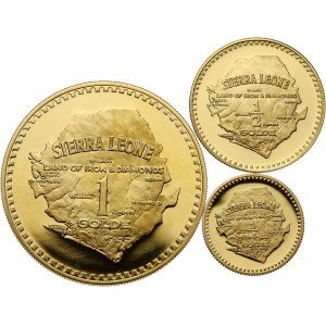 Sierra Leone, set of 3 gold coins from 1966, Independence