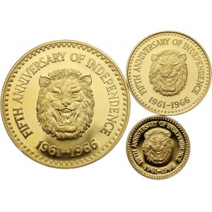 Sierra Leone, set of 3 gold coins from 1966, Independence