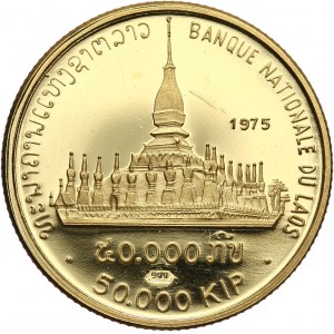 Lao, 50000 Kip 1975, That Luang Temple