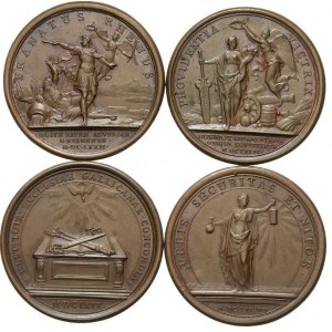 Francja, Ludwik XIV, 4 medale z serii historycznych medali J. Maugera