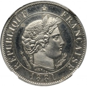 Francja, III Republika, Próbna odbitka awersu 25 centymów 1881