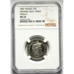 France, Third Republic, obverse trial strike of 25 Centimes 1881