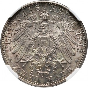 Niemcy, Badenia, Fryderyk II, 2 marki 1913 G, Karlsruhe