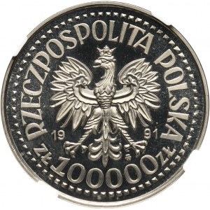 III RP, 100000 złotych 1991, Jan Paweł II, PRÓBA, nikiel