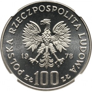 PRL, 100 złotych 1978, Janusz Korczak, PRÓBA, nikiel