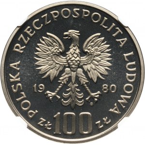 PRL, 100 złotych 1980, Jan Kochanowski, PRÓBA, nikiel