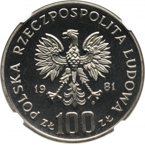 PRL, 100 złotych 1981, Konie, PRÓBA, nikiel