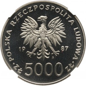PRL, 5000 złotych 1987, Jan Paweł II, PRÓBA, nikiel