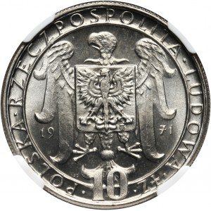 PRL, 10 złotych 1971, 50 rocznica III Powstania Śląskiego, PRÓBA, nikiel