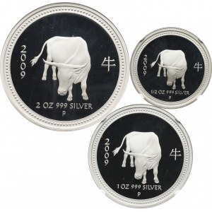 Australia, set of 3 silver coins from 2008, Year of the Ox Proof set