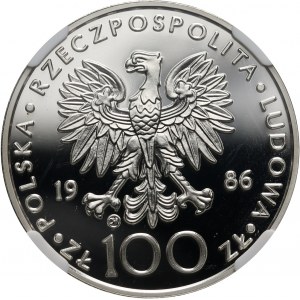 PRL, 100 złotych 1986, Valcambi, Jan Paweł II, stempel lustrzany