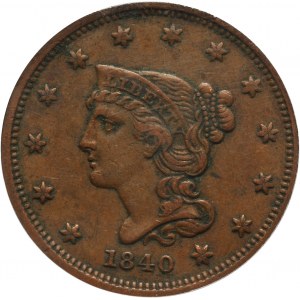 Stany Zjednoczone Ameryki, cent 1840, Filadelfia, Liberty Head, mała data