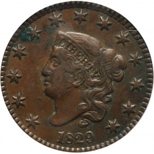 Stany Zjednoczone Ameryki, cent 1829, Filadelfia, Liberty Head, duże litery