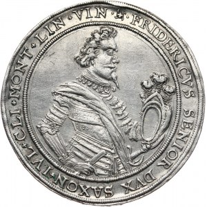 Niemcy, Saksonia, Jan Ernest I i jego pięciu braci, talar pamiątkowy 1622, wybity dla uczczenia śmierci księcia Fryderyka w bitwie pod Fleurus