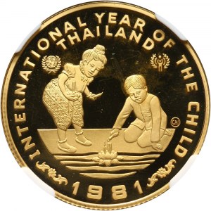 Tajlandia, 4000 baht BE 2524 (1981), Międzynarodowy Rok Dziecka, stempel lustrzany