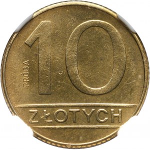 PRL, 10 złotych 1989, PRÓBA, mosiądz