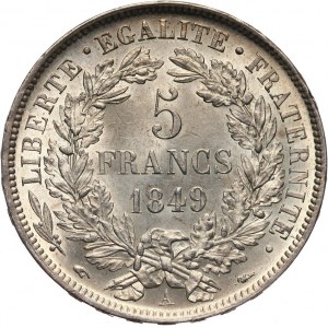 France, 5 Francs 1849 A, Paris, Ceres
