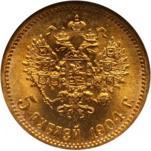 Russia, Nicholas II, 5 Roubles 1904 (АР), St. Petersburg